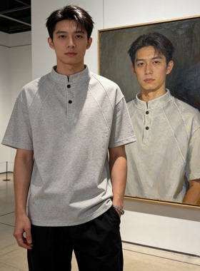 夏季男休闲亨利扣子领男士短袖T恤 DT2601/P20