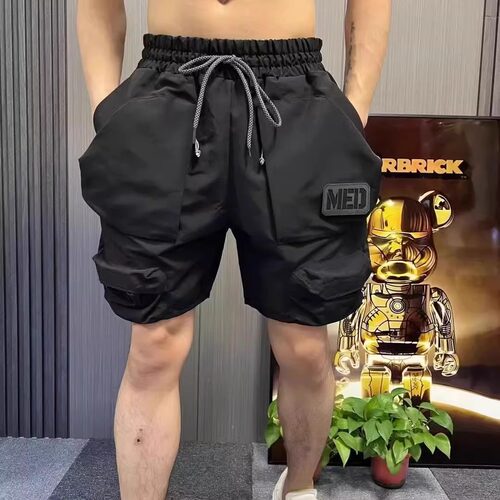 LL男装五分裤男夏季工装2025新款速干运动直筒短裤休闲多口袋青年