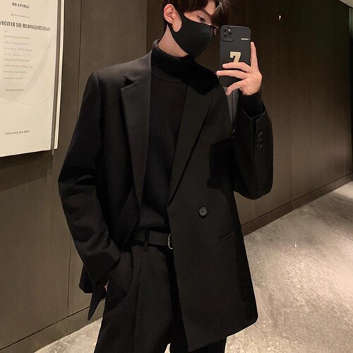 LL男装OOTD套装男双排扣西服休闲