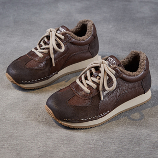 加绒保暖棉鞋 新款 德训鞋 休闲运动鞋 头层牛皮女鞋 阿甘鞋 2025秋冬季