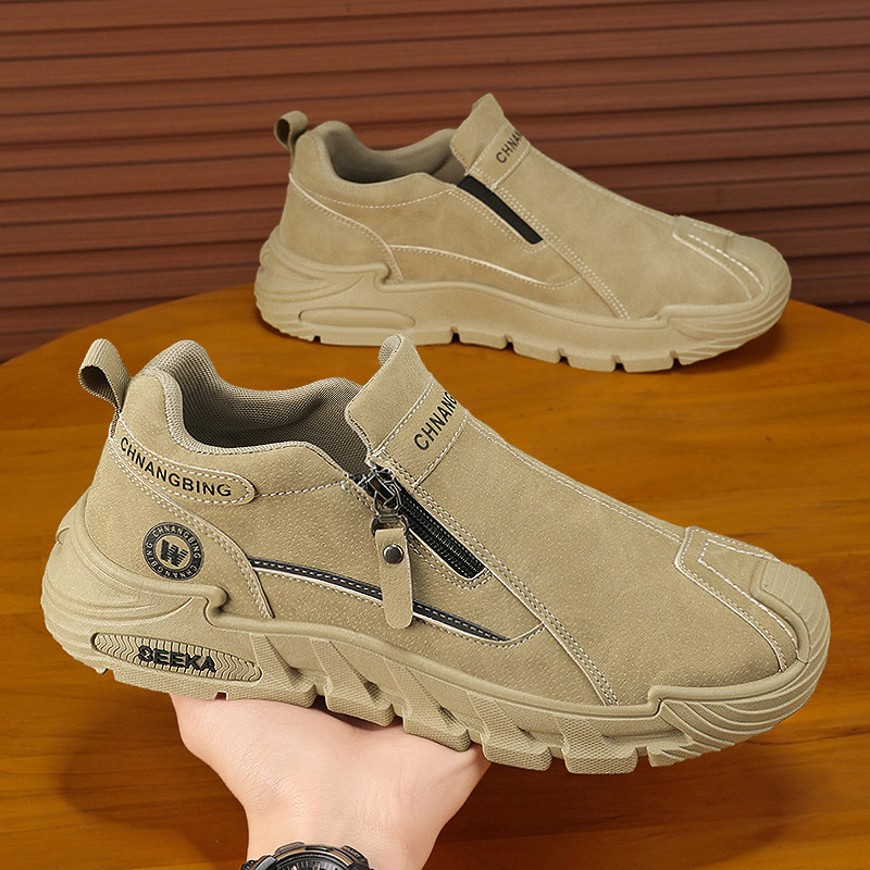 男鞋春季防滑耐磨休闲软底户外徒步登山运动工作上班一脚蹬劳保鞋