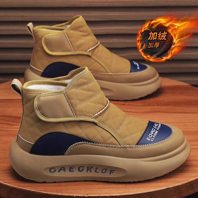 SNOW BOOTS MENS SHOES WINTER FLEECE THICKENED SPORTS WATERPROOF COLD-PROOF ONE-FOOTED HIGH-TOP COTTON BOOTS BREAD WARM COTTON SHOES