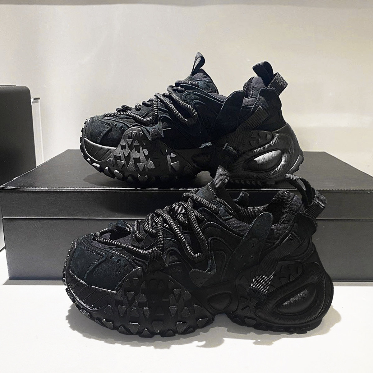 黑武士男鞋夏季学生运动大码4546增高小众复古轻奢欧洲站老爹潮鞋