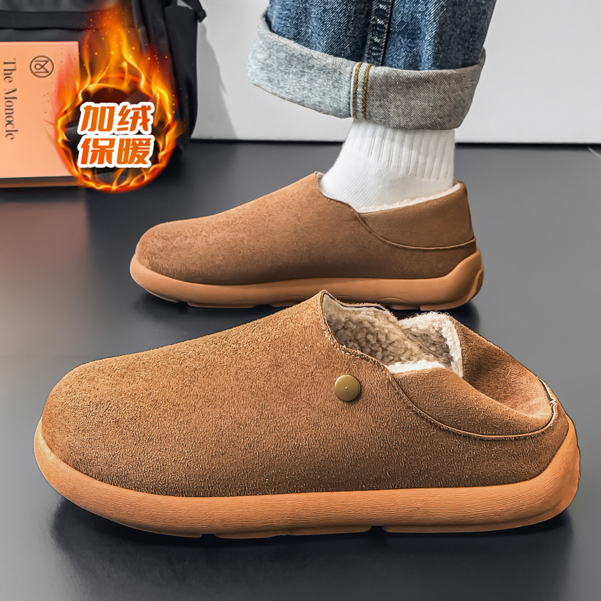 小土豆勃肯鞋男鞋外穿一脚蹬青少年开车专用加绒保暖可踩后跟棉鞋,流行男鞋,软木鞋/勃肯鞋,淘宝优惠券,粉丝福利购,淘宝优惠卷
