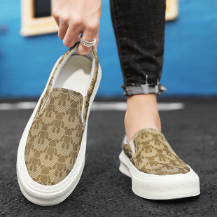 青少年上班工作休闲平板鞋 帆布男鞋 一脚蹬老北京布鞋 透气薄款 春季