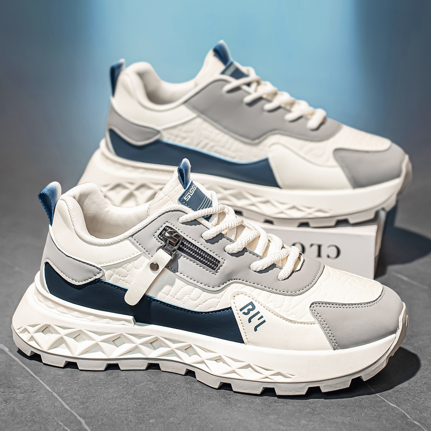 阿甘男鞋春季2026新款防水防滑运动厚底小白板鞋休闲增高老爹潮鞋,流行男鞋,时尚休闲鞋,淘宝优惠券,粉丝福利购,淘宝优惠卷