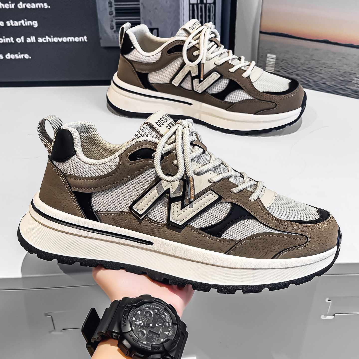 阿甘男鞋春季运动学生百搭休闲板鞋厚底增高超火高级感痞帅老爹鞋,流行男鞋,老爹鞋,淘宝优惠券,粉丝福利购,淘宝优惠卷