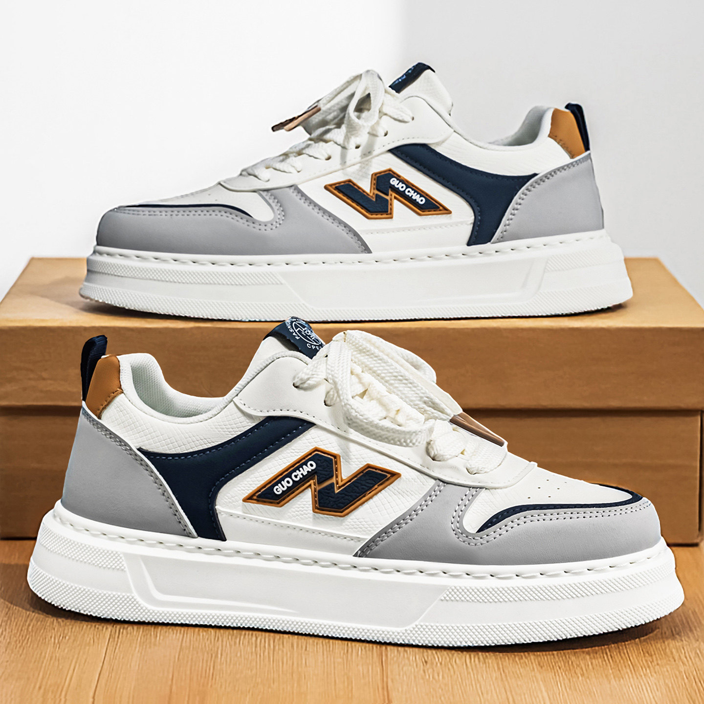 男鞋2026新款春季青少年运动美式高街休闲轻便软底青少年小白板鞋,流行男鞋,时尚休闲鞋,淘宝优惠券,粉丝福利购,淘宝优惠卷