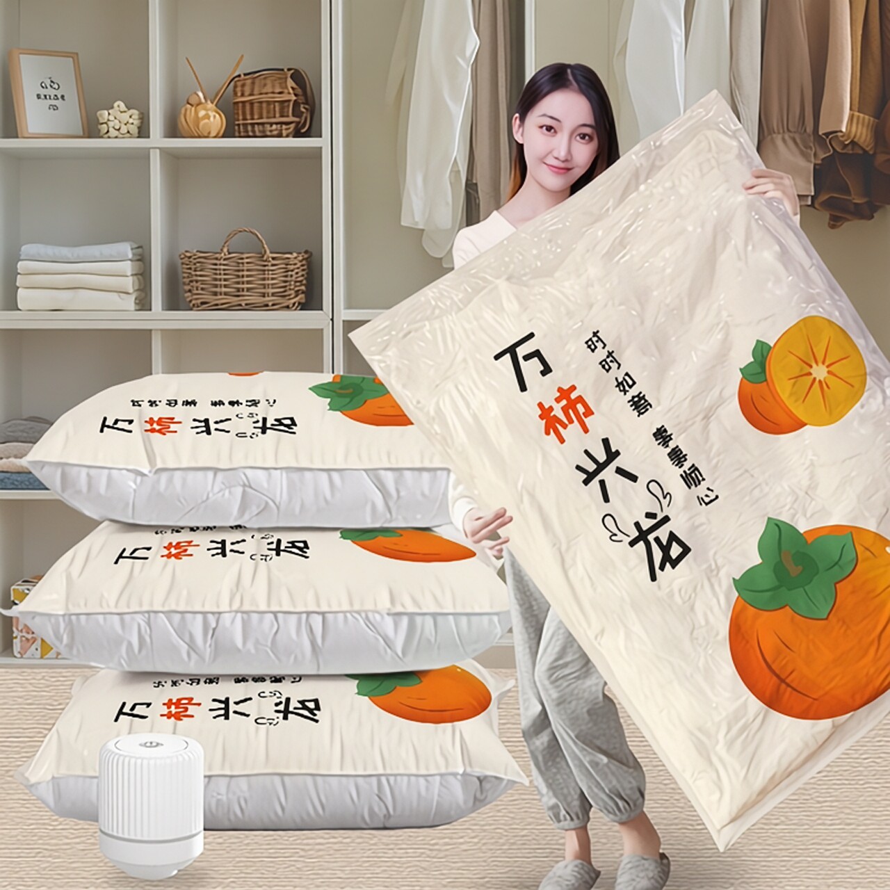 真空压缩袋棉被羽绒服收纳袋家用衣物送电泵万柿兴龙加厚整理袋