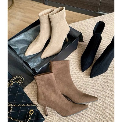 细跟瘦瘦靴女尖头弹力靴