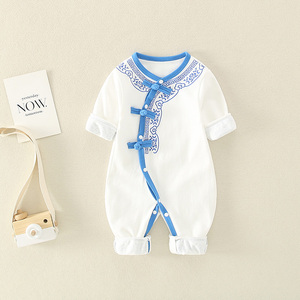 婴儿连体衣夏季女宝宝汉服中国风衣服纯棉薄款夏装新生儿哈衣外出