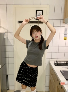 JAMUUS复古miu系波点半身裙女高腰显瘦高级感气质百搭A字短裙