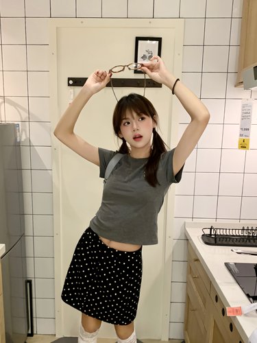 JAMUUS复古显瘦A字半身裙