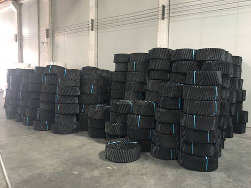 全新冷却塔圆形填料黑色PVC散热胶片凉水塔工业高温填充料PP厂家