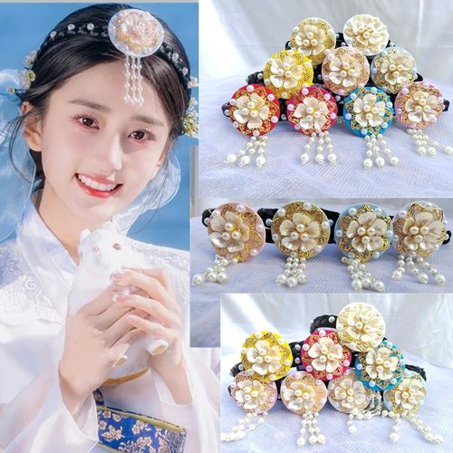 新款韩服发饰延吉公主朝鲜族头饰传统民族配饰表演发箍发辫摄影