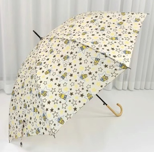 出日单可爱小黄人小熊星星长柄雨伞便携式轻量加固纤维防风雨伞