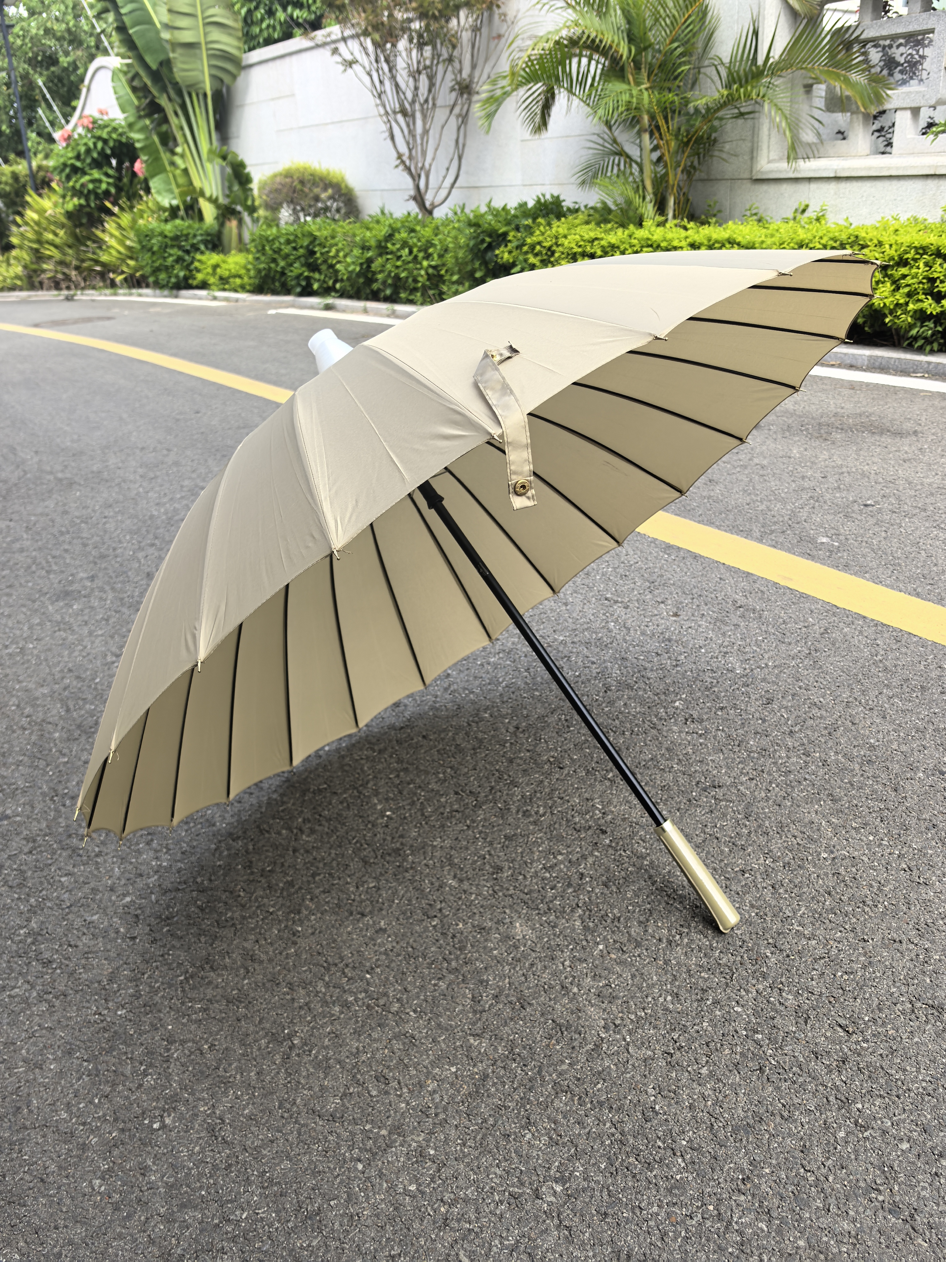 出外贸简约素色不滴水套24骨双人商务绅士直长柄女加固抗风情侣伞