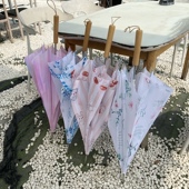 出日系直柄简约时尚 便携轻量学生文字小清新成人s女 女士手动雨伞