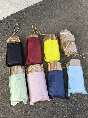 出外贸 巴掌大16cm钛金折叠伞 简约素色卡片拉链包轻量收纳遮阳伞