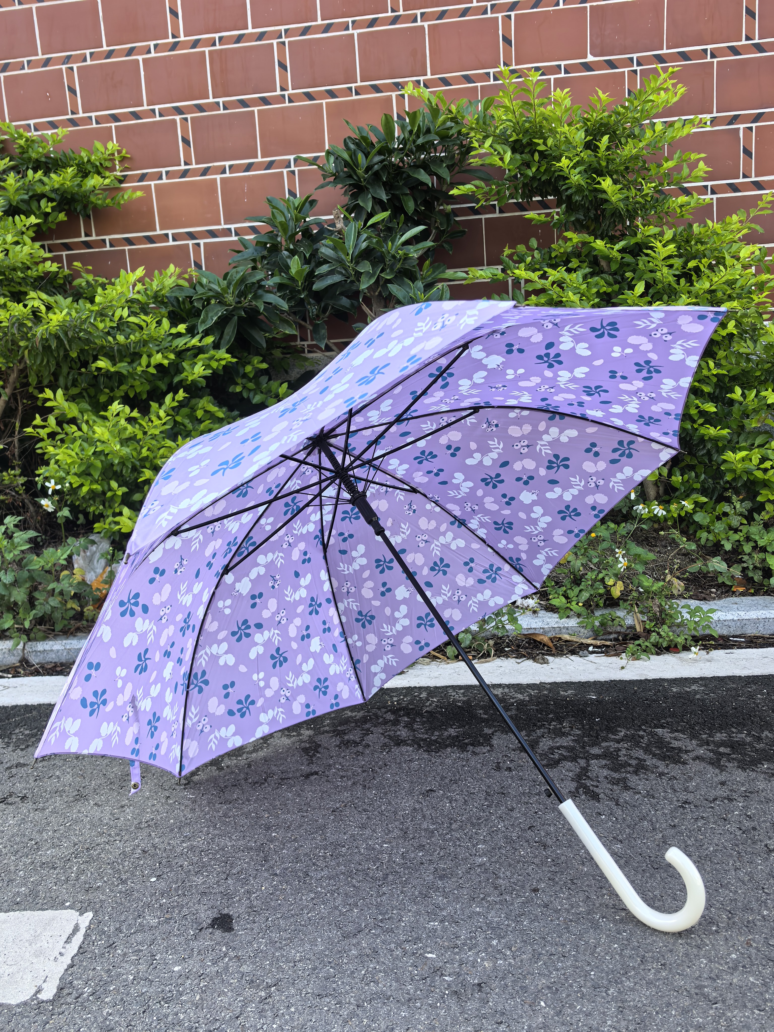 出外贸 长伞小清新花枝成人女士防风雨伞 轻量学生便携加固雨伞