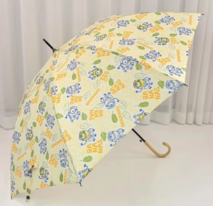 日单可爱卡通香蕉小黄人藤柄自动轻量速干防风成人学生长柄晴雨伞