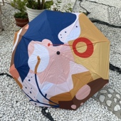 小清新成人便携防风收纳伞 便宜出油画全自动折叠黑胶遮阳伞 包邮