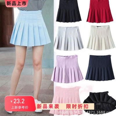 A-line tennis skirt short flared sundress高腰女大码女装半身