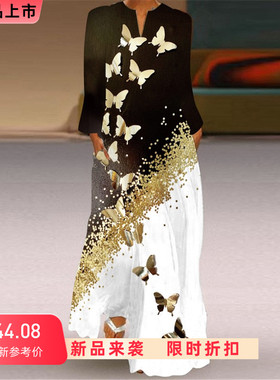 Plus Size Ladies Autumn Winter Long Dress Women Black Long