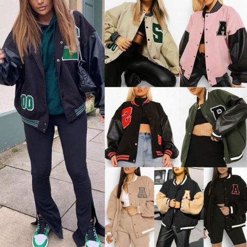 Bomber Jacket Women Fashion Retro Streetwear Oversized Coat