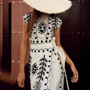 dress Printed piece two set vacation