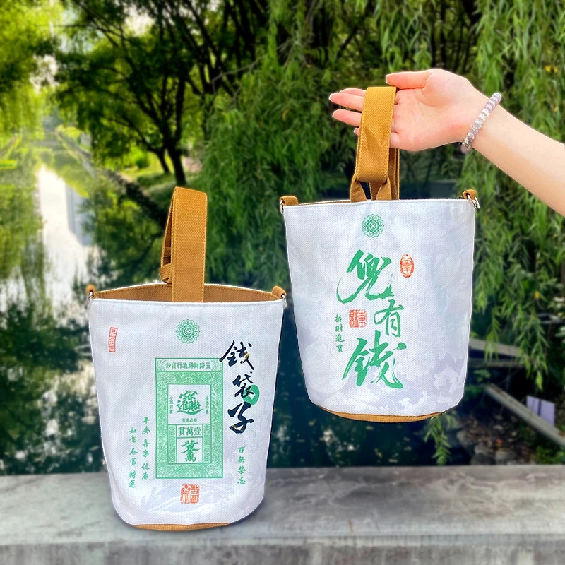 灵隐景区原创新款帆布水桶包