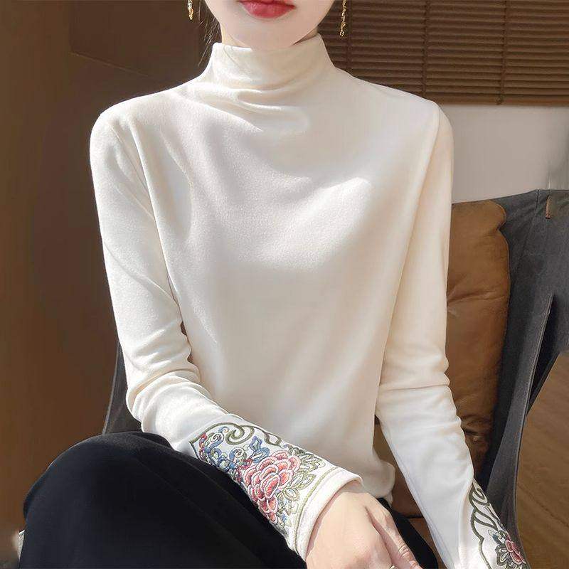 长袖半高领T恤打底衫上衣