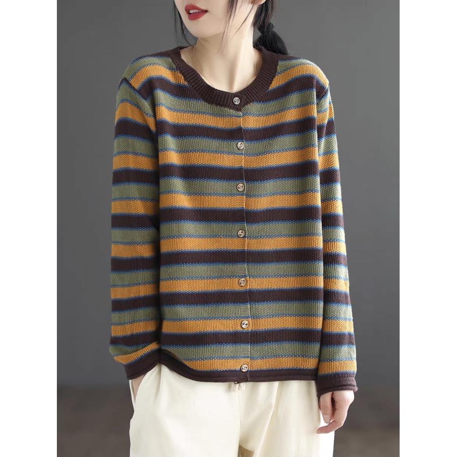 复古条纹毛衣外套时尚上衣潮