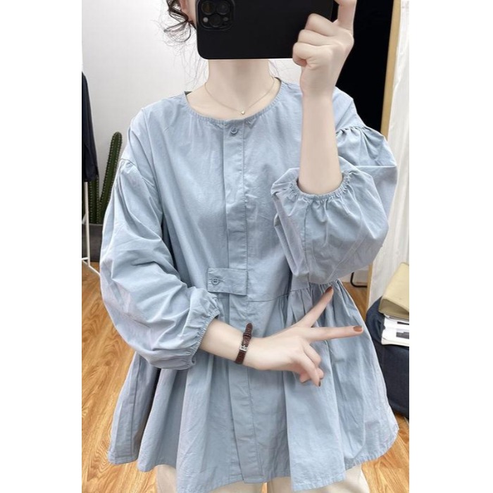衬衫外套娃娃衫圆领衬衣