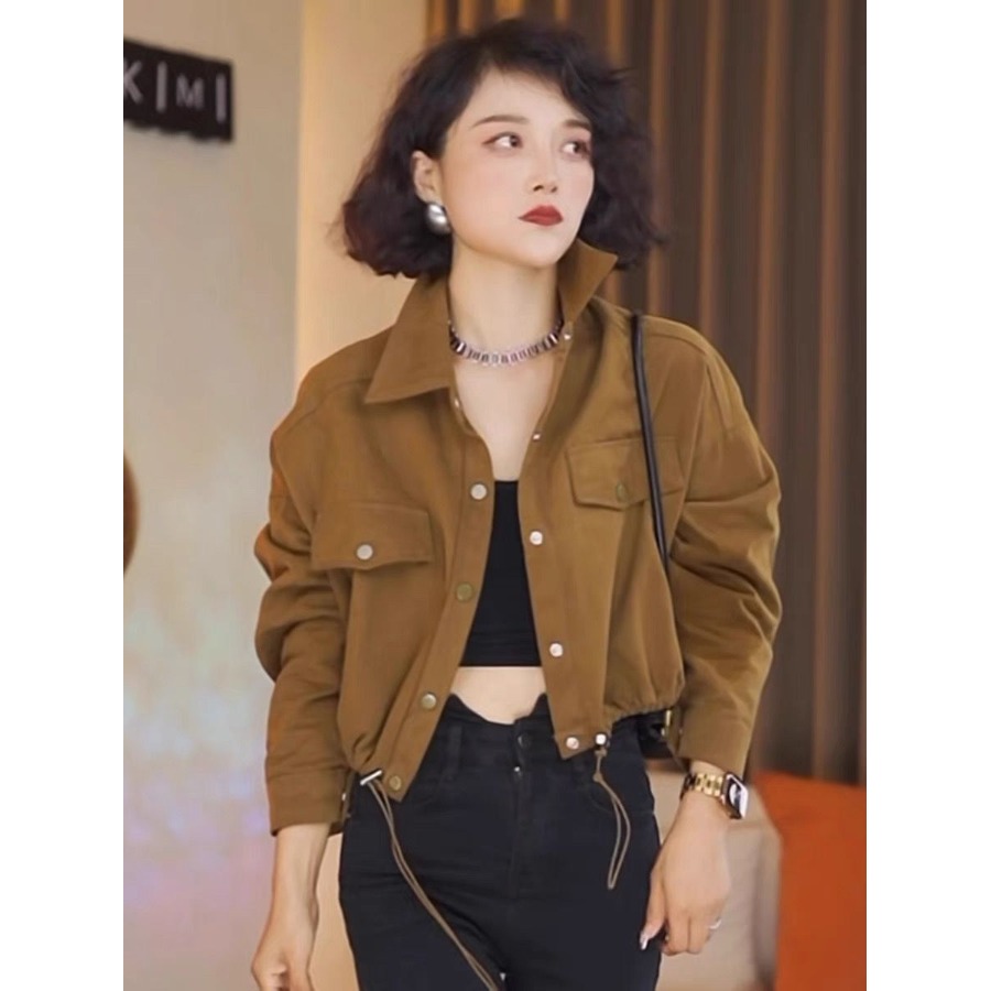 古时尚磨毛衬衣外套女长袖上衣