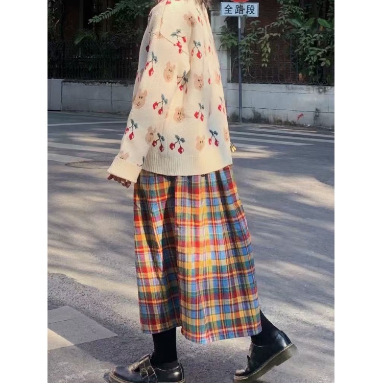 纹毛呢半身裙百褶裙中长款