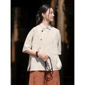 衬衫 上衣女大码 胖mm遮肚子2026春夏宽松显瘦文艺盘扣短袖 外套衬衣