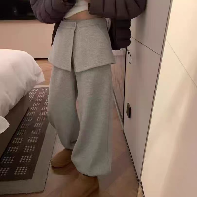 束脚裤加绒哈哈伦裤直筒裤