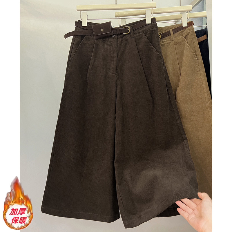 芯绒八分裤哈伦休闲裤阔腿裤