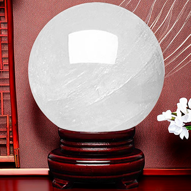 白色水晶球天然镇宅中式