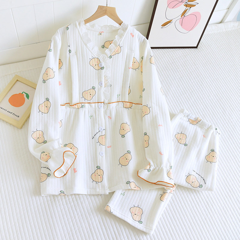 AUTUMN AND WINTER NEW AIR COTTON CONFINEMENT CLOTHES PREGNANT WOMENS PAJAMAS PRENATAL AND POSTPARTUM COMFORT AND WARMTH AUTUMN AND WINTER SUITABLE FOR BREASTFEEDING