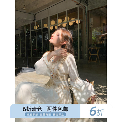 你好卡农贝壳流苏度假风连衣裙