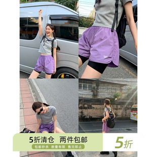 你好卡农 运动户外松紧腰速干短裤女夏季2025新款高腰显瘦休闲裤