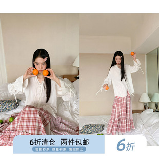 你好卡农 设计感三拼格纹开叉半身裙女夏季新款气质显瘦蕾丝长裙