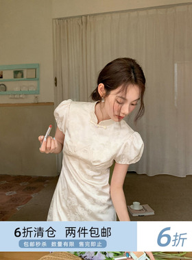 你好卡农 新中式旗袍连衣裙女夏季新款设计感收腰修身长短款裙子