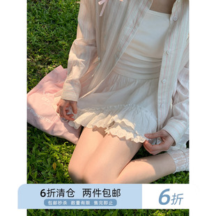 你好卡农 法式花边拼接不对称半身裙女夏2025新款气质显瘦a字短裙