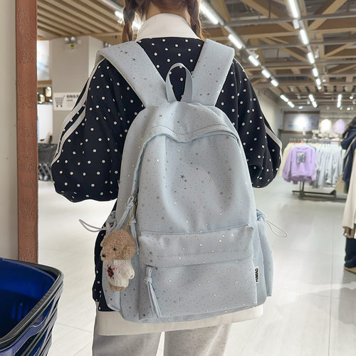 新款书包高颜值韩系ins少女心休闲旅行轻便双肩包满天星学生背包