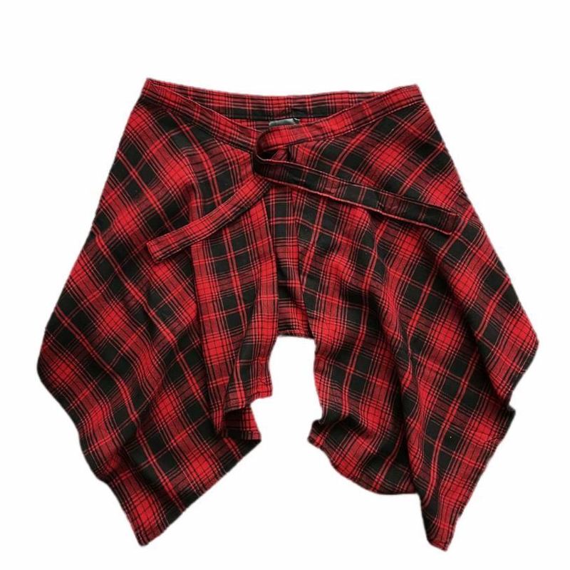 格子裙帘裙帘牛仔裤屁帘叠穿高级屁帘裤子秋冬搭配打底遮屁帘神器