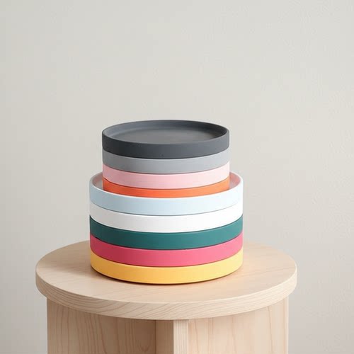 圆形底座移动接水盘陶瓷托盘