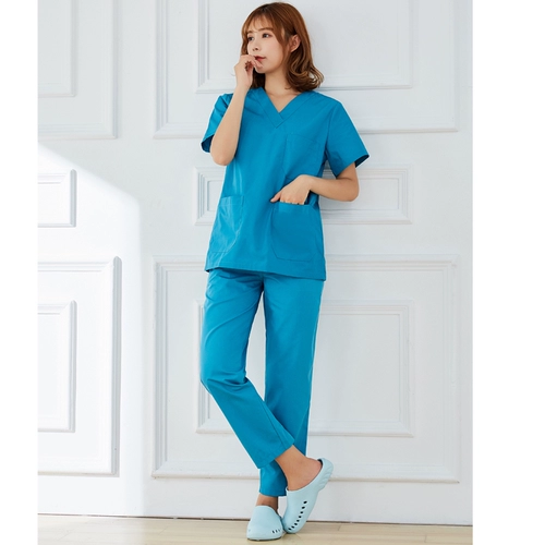 Хлопковый лонгслив, хлопковая униформа врача для работы, для салонов красоты, короткий рукав